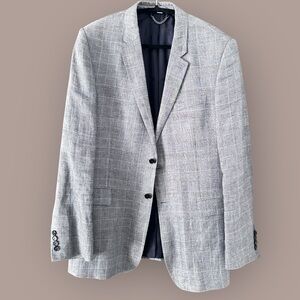 Burberry Gray Linen Checkered Blazer